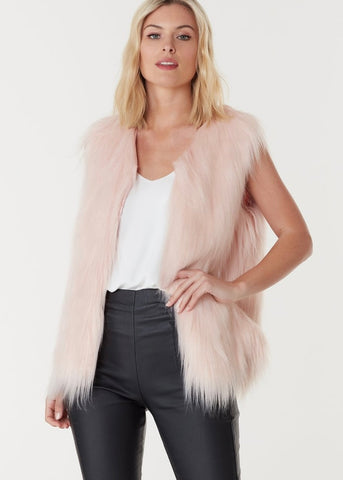 Everly Collective - Windsor Faux Fur Vest In Blush