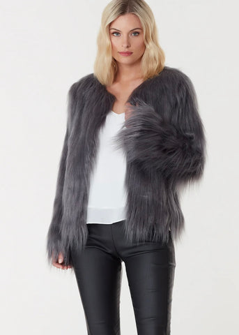 Everly Collective - Marmont Fur Jacket - Dark Grey