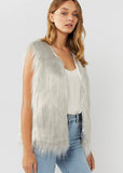 Everly Collective - Windsor Faux Fur Vest In Light Grey