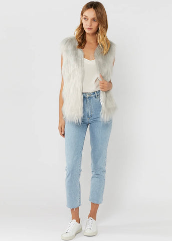 Everly Collective - Windsor Faux Fur Vest In Light Grey