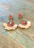 Tangerine Fanned Diamante Earrings