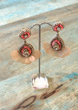 Tangerine Fanned Diamante Earrings