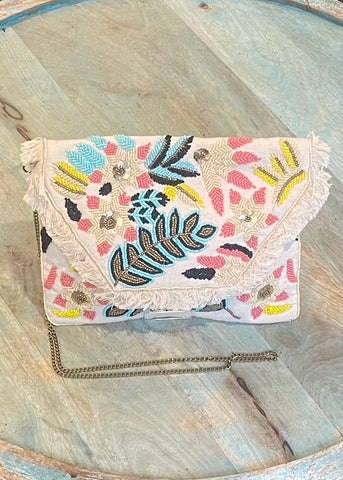 Floral Seed Bead Handmade Clutch